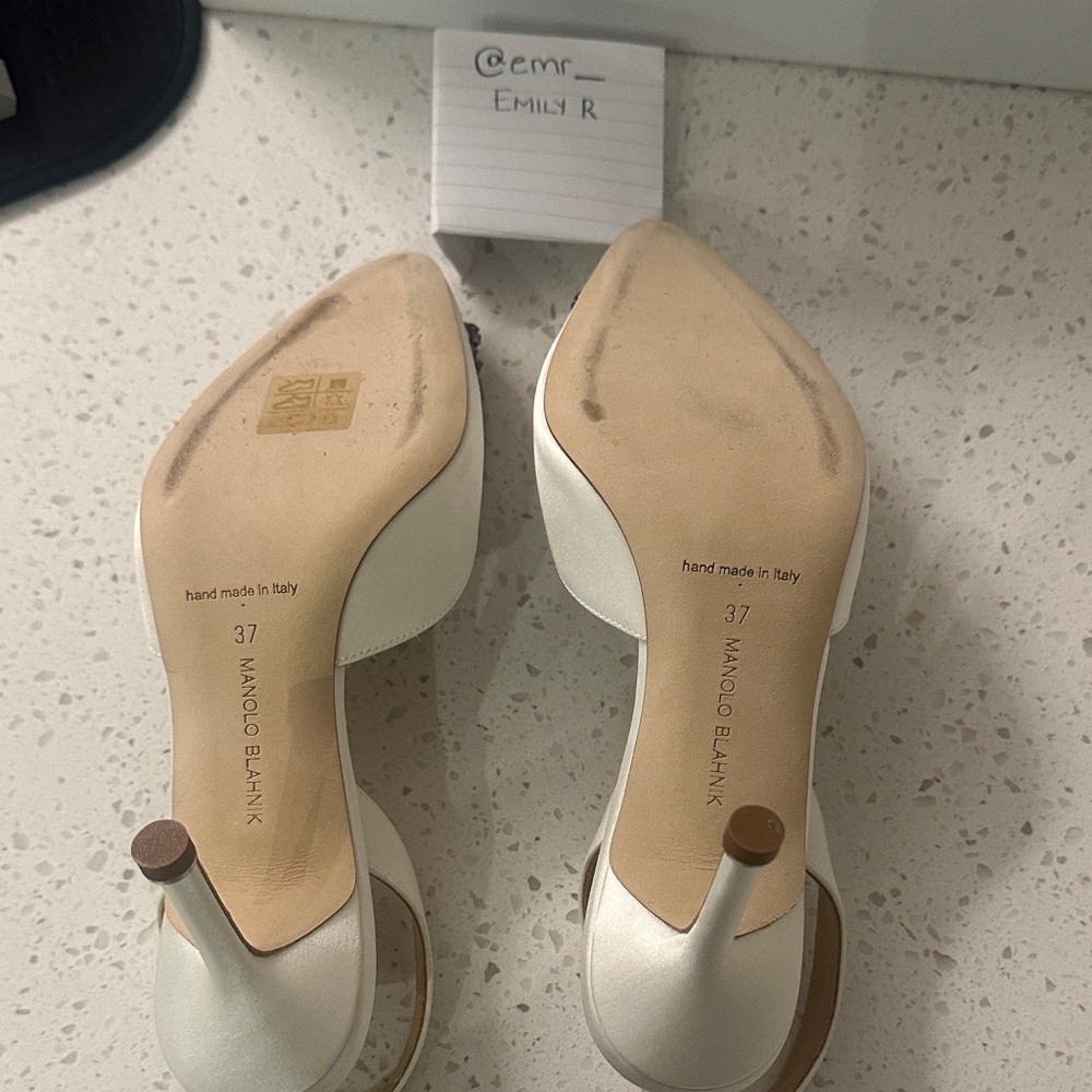Manolo Blahnik White Heels with Silver Embellishments - Picture 10 of 10